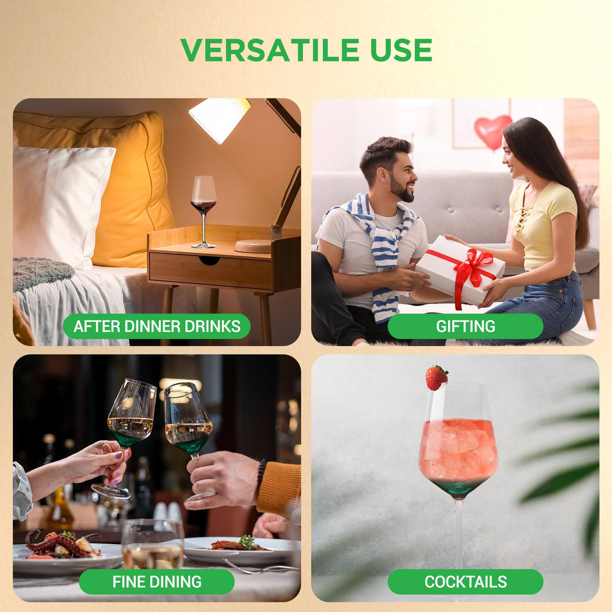 VERSATILE USE

- AFTER DINNER DRINKS
- GIFTING
- FINE DINING
- COCKTAILS