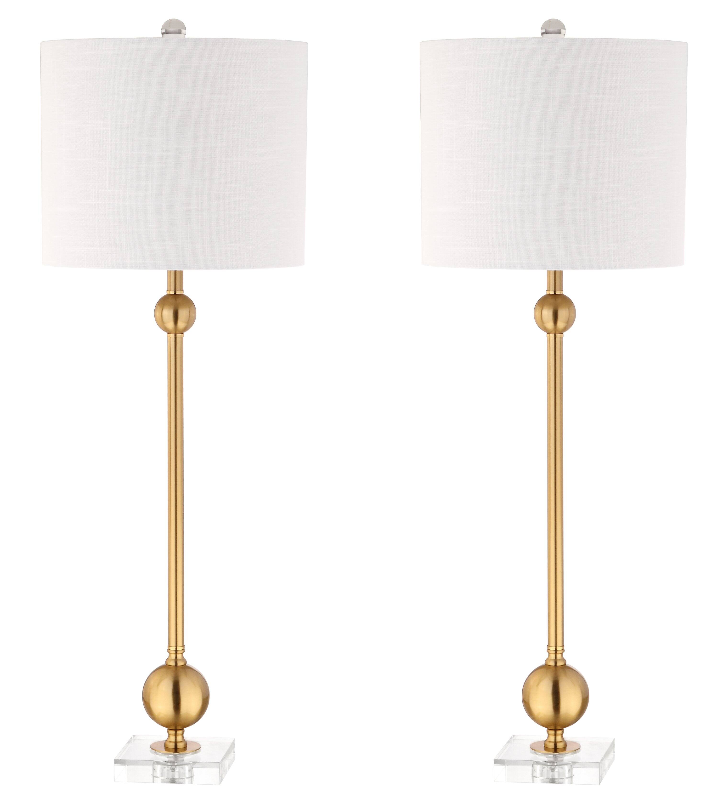 Alt View 5. Jonathan Y - Hollis 34 in. Metal LED Table Lamp, Brass with Crystal Base (Set of 2) - Brass.