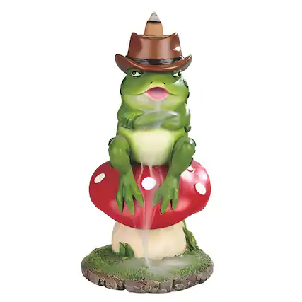 Front. FC Design - FC Design 6.5"H Frog on Mushroom Backflow Figurine Statue Office Desk Tabletop Home Decor Gift - Multi-Color.