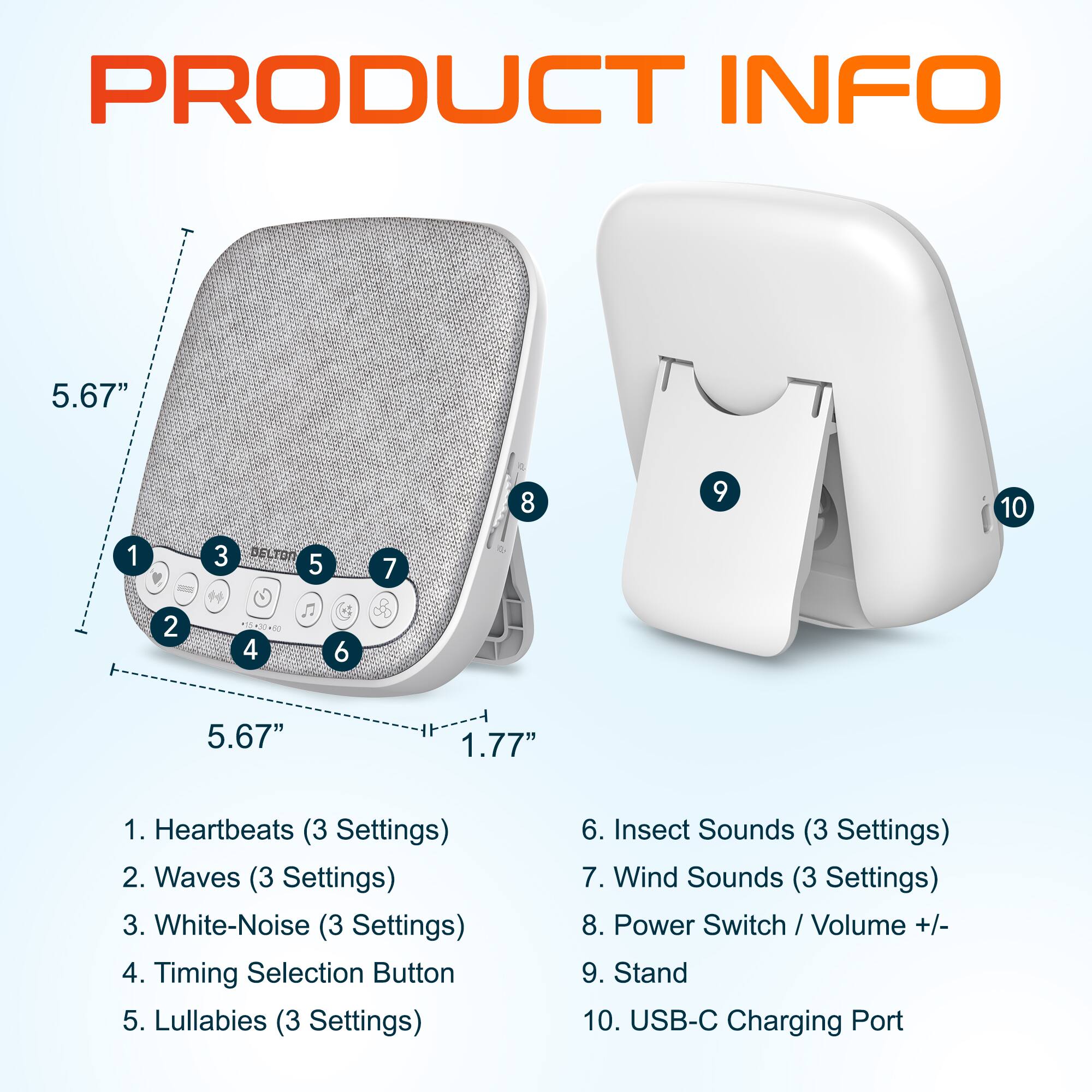 Delton WN9 Wireless White Noise Sound Machine N9 - Best Buy