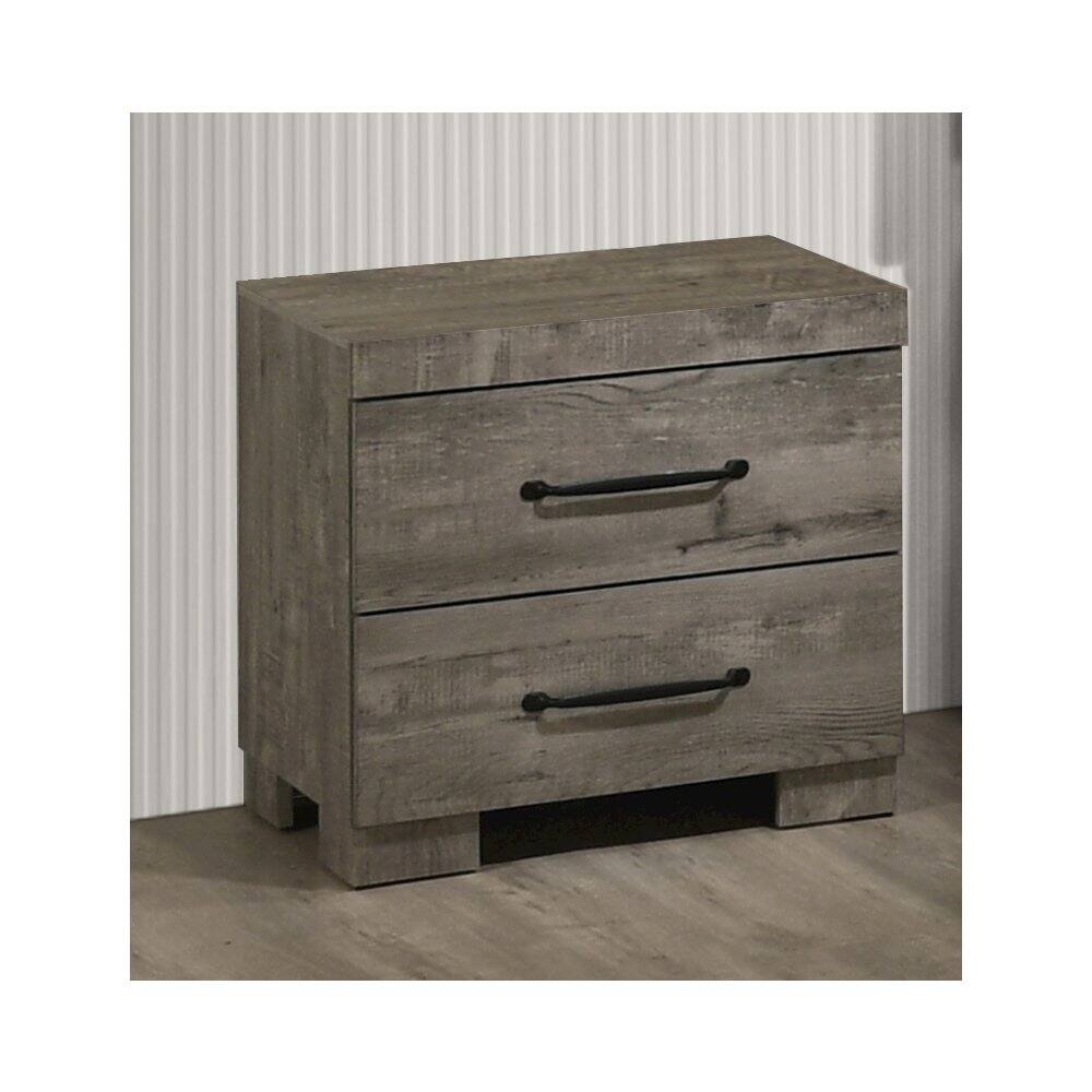 Alt View 3. Best Quality Furniture - Modern 2-Drawer Nightstand In Antique Gray Color - Gray.