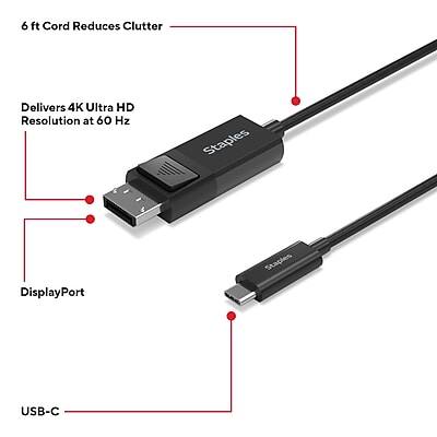 6 ft Cord Reduces Clutter  
Delivers 4K Ultra HD Resolution at 60 Hz  
DisplayPort  
USB-C