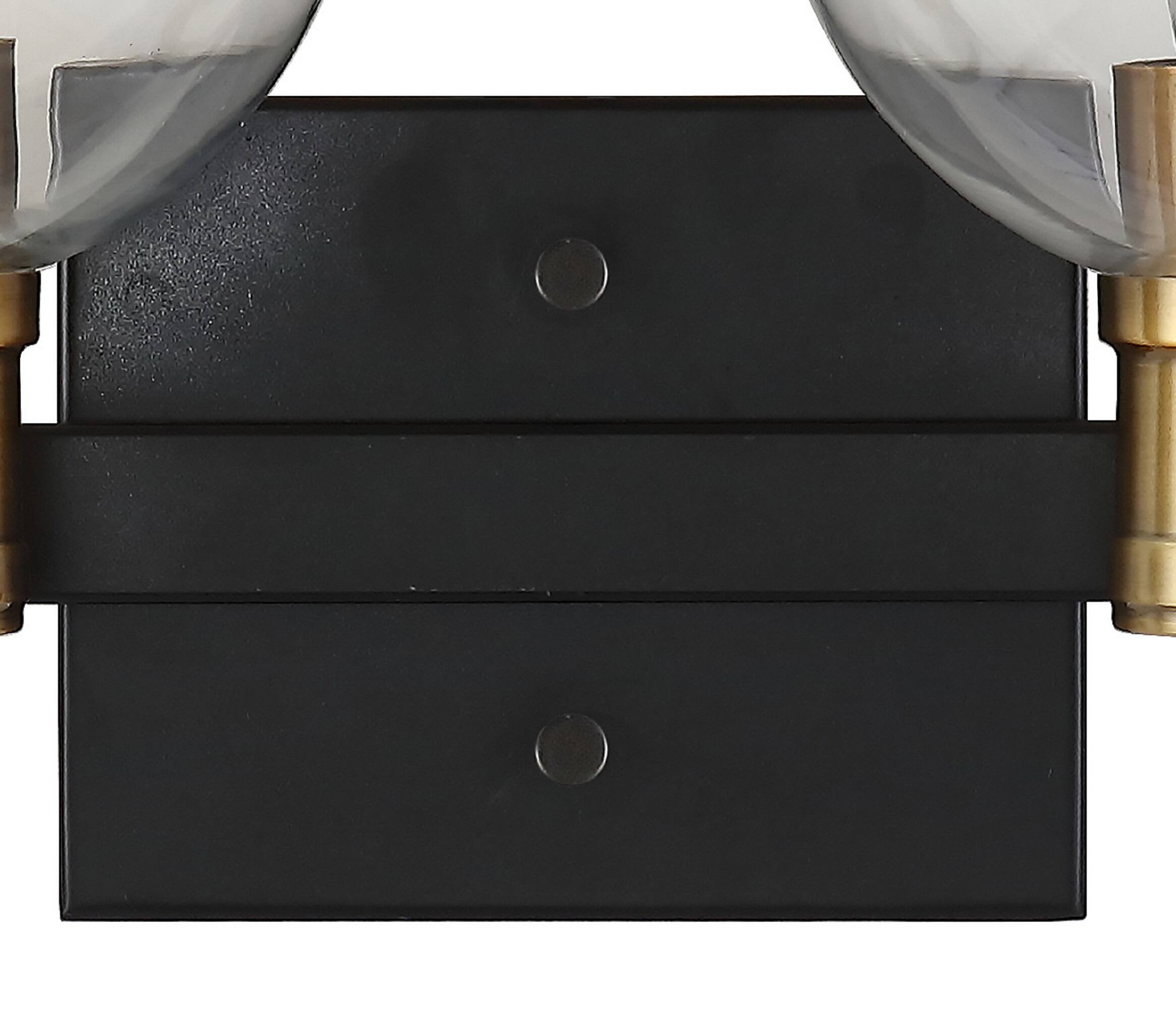 Alt View 5. Jonathan Y - Marais 21.5" 3-Light Iron/Glass Rustic Vintage LED Vanity Light, Black/Brass Gold - Black/Brass Gold.