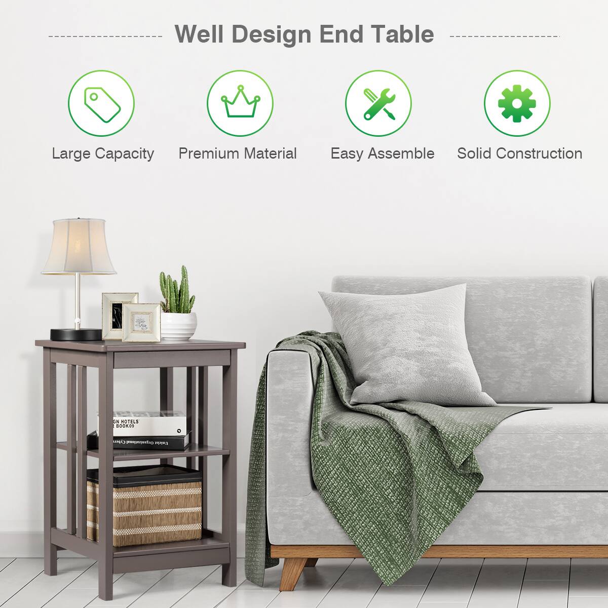 Well Design End Table

- Large Capacity
- Premium Material
- Easy Assemble
- Solid Construction