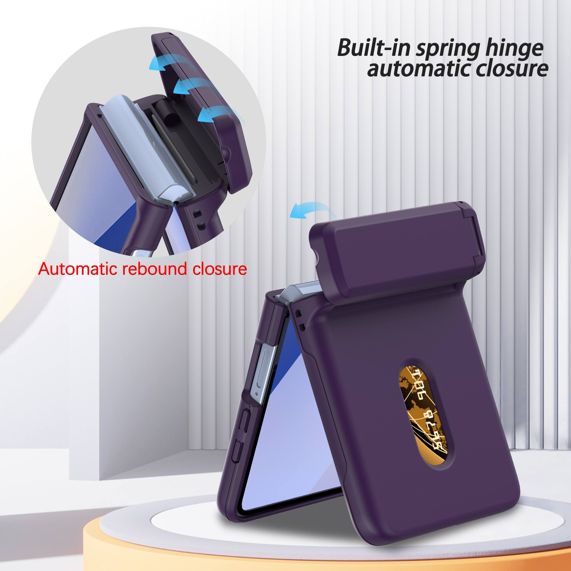 Built-in spring hinge automatic closure  
Automatic rebound closure