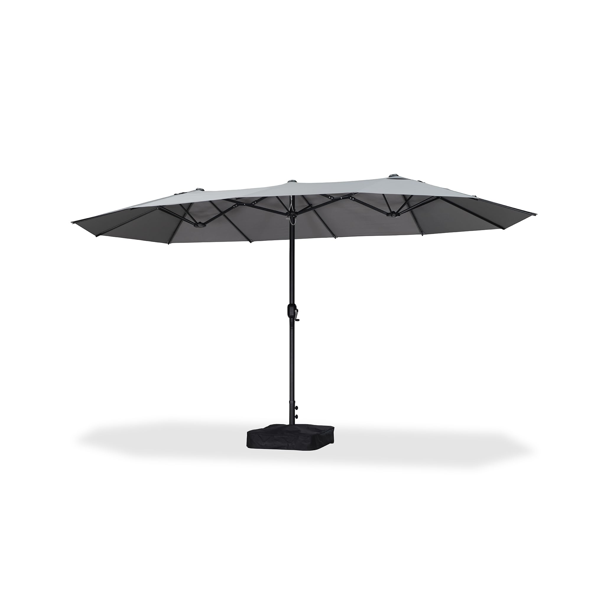 Alt View 7. PURPLE LEAF - 14 ft. Patio Market Umbrella with Base Double-Sided Outdoor Table Sun Umbrellas with Crank for Pool Beach Deck Backyard - Light Gray.