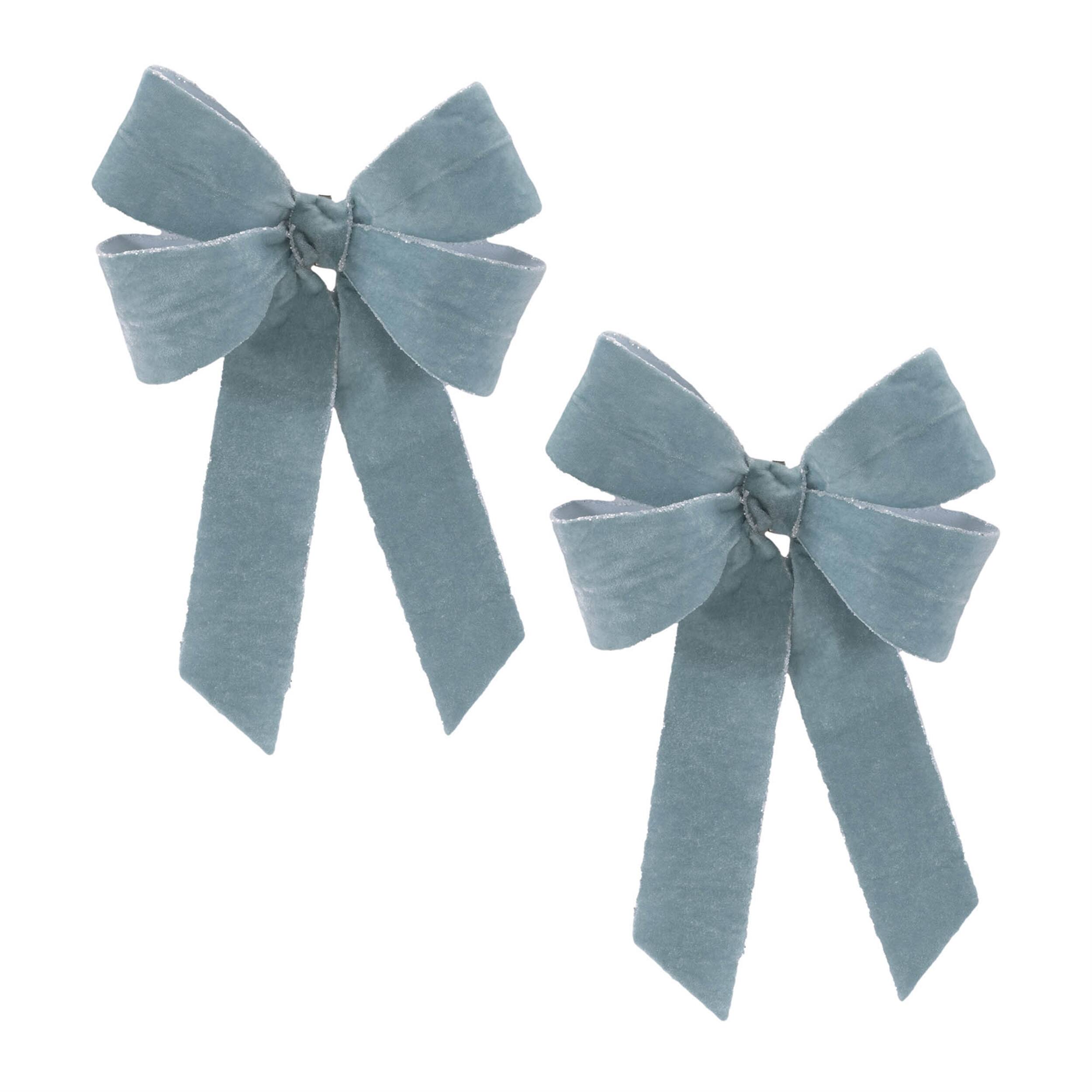 Angle. BreeBe - Glittered Double Holiday Bow (Set of 2) - Blue.