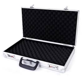 Winado - Portable Aluminum Gun Case Pistol HandGun Lock Foam Safe Storage Box with Sponge Liner & Hard Case & Non-slip Handle New - Silver