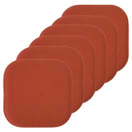 Sweet Home Collection - Honeycomb Memory Foam No Slip Back 16" x 16" Chair Pad Cushion, 6-Pack - Rust