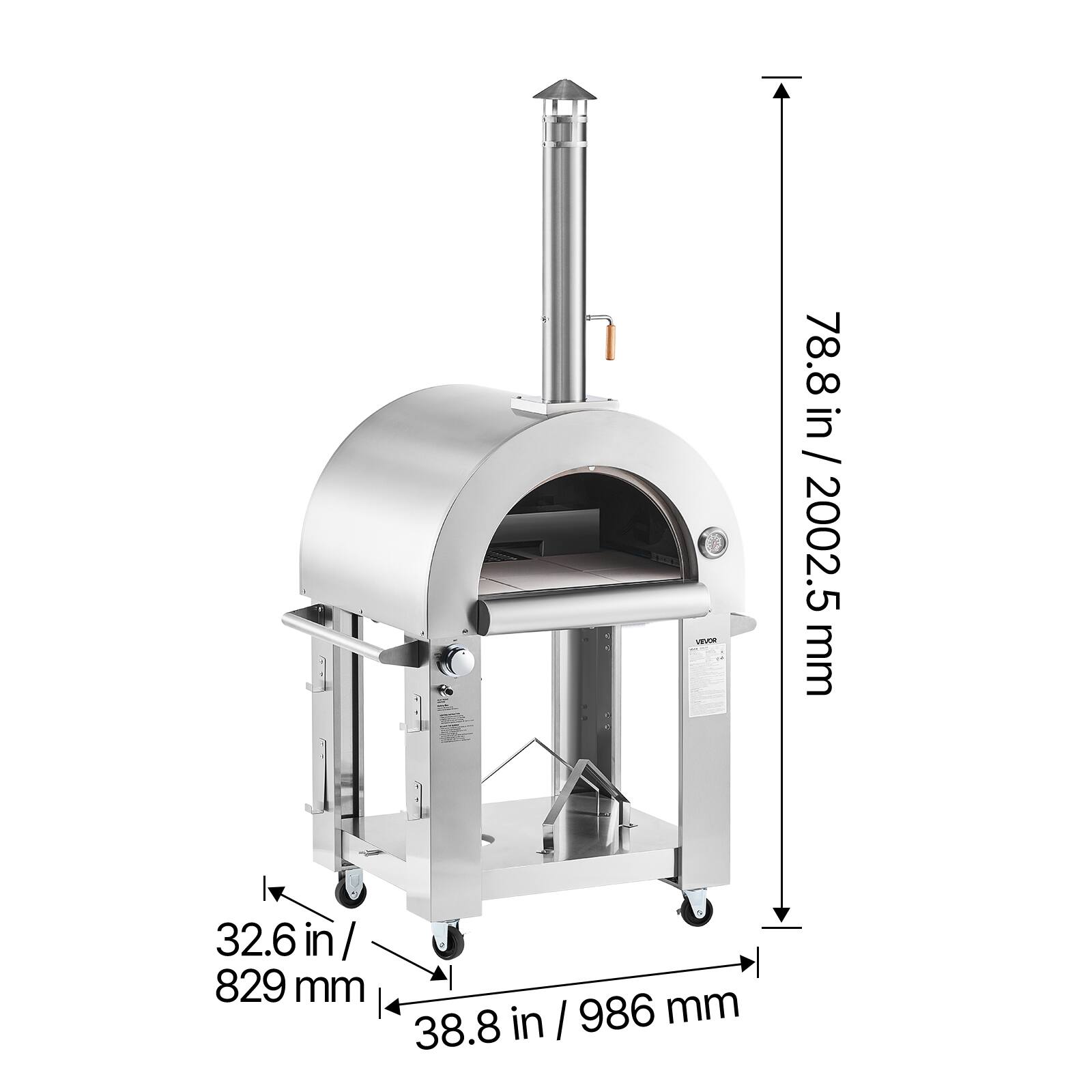 78.8 in / 2002.5 mm  
32.6 in / 829 mm  
38.8 in / 986 mm