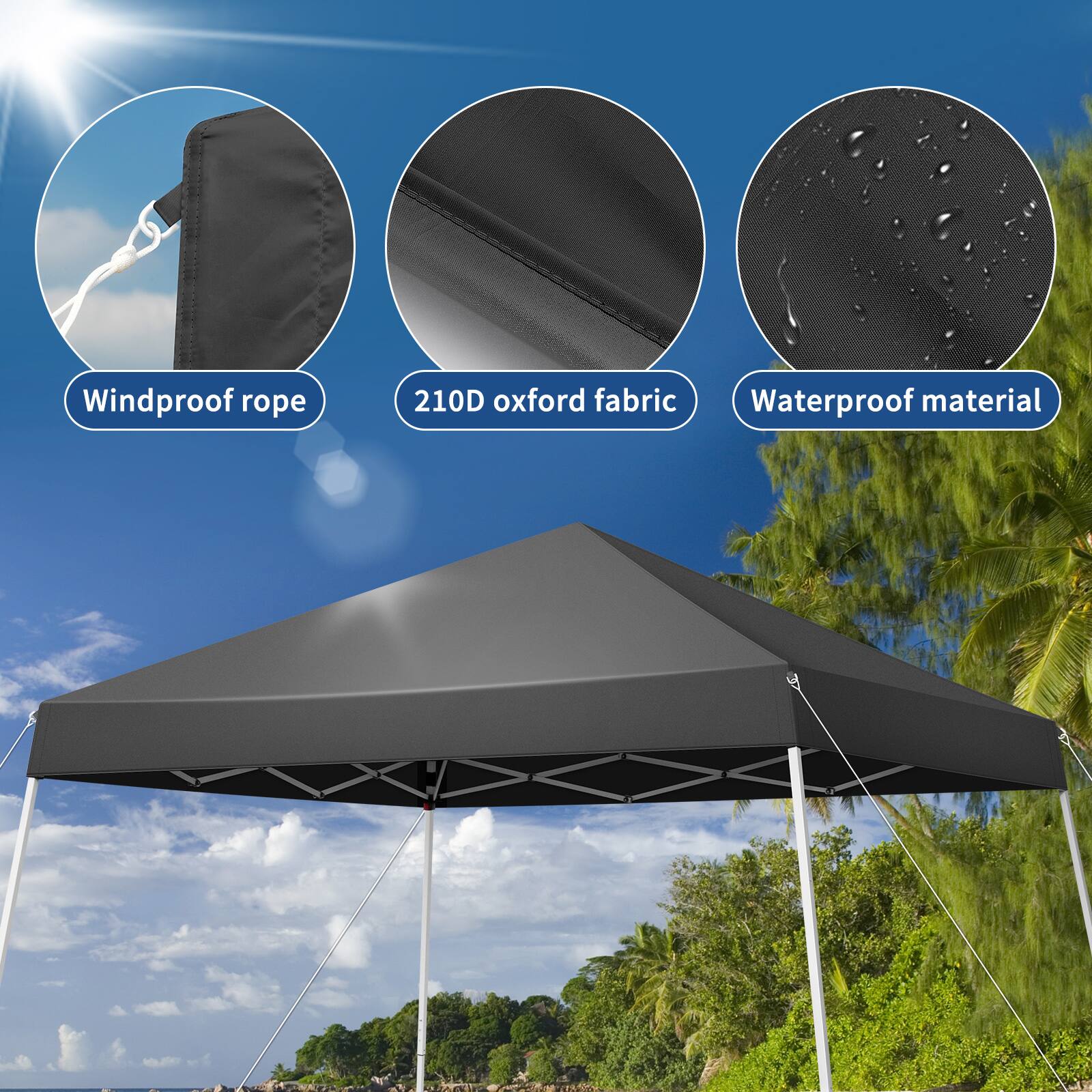 Windproof rope  
210D oxford fabric  
Waterproof material