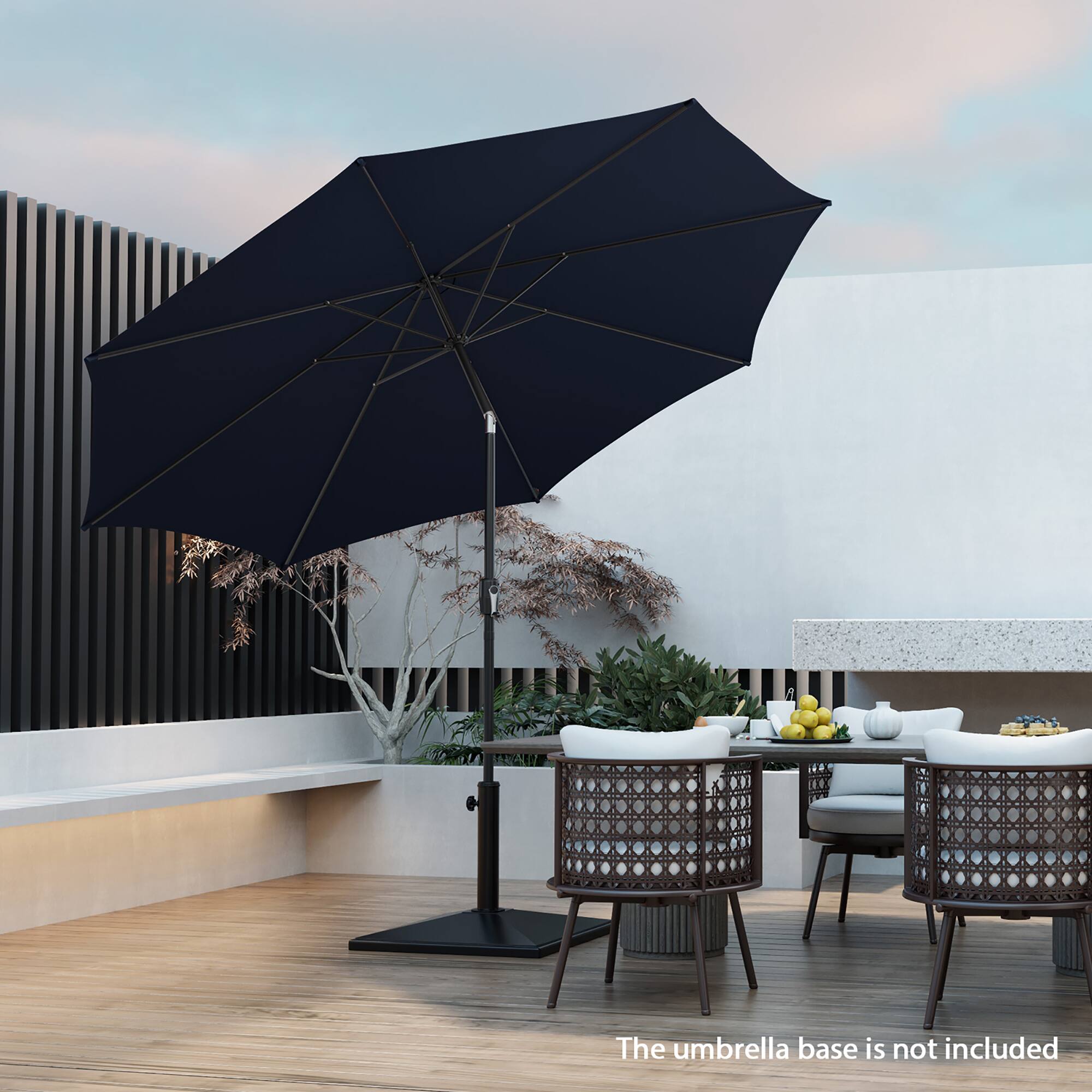 The umbrella base is not included.