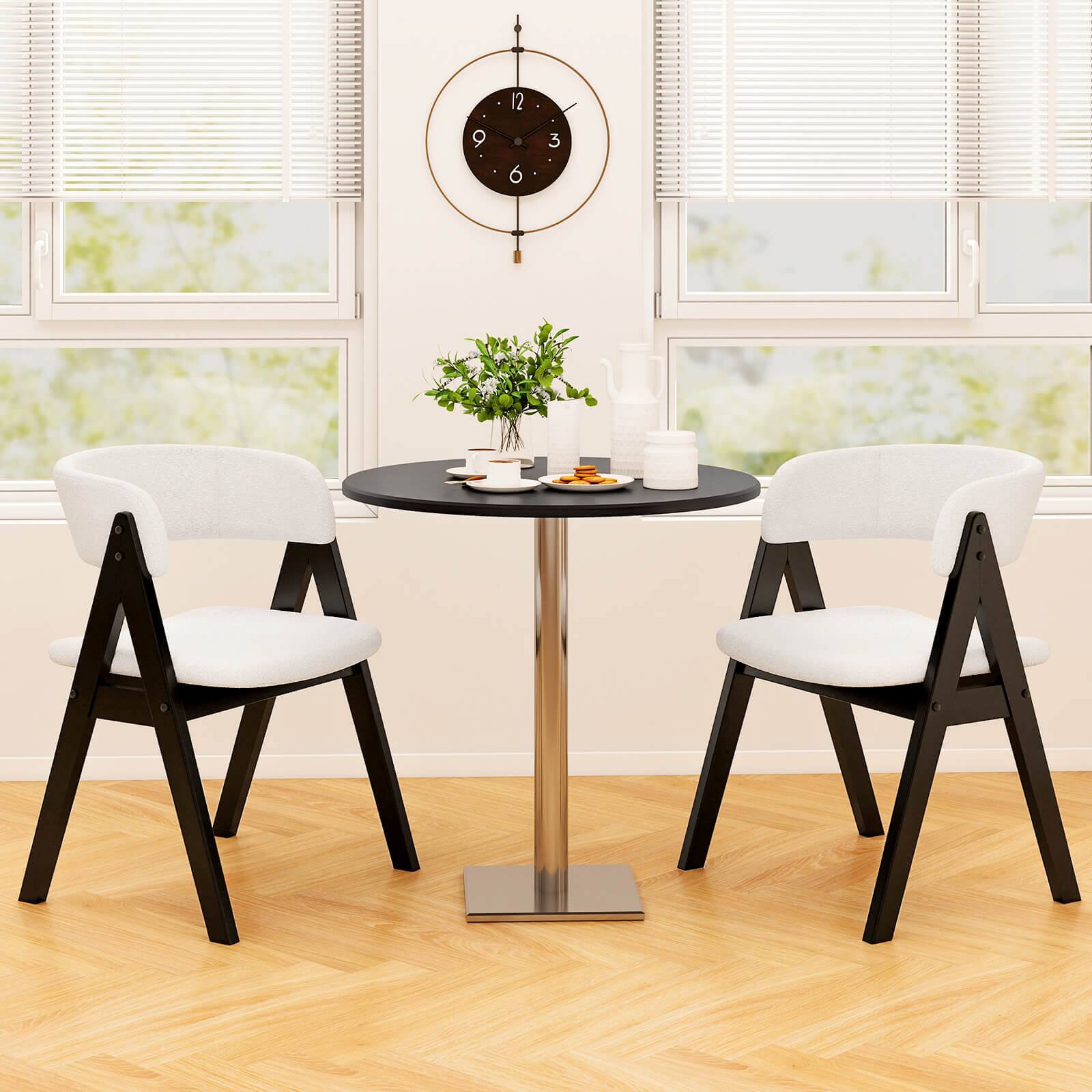Alt View 3. Costway - Costway Dining Chairs Set of 2 Mid-Century Upholstered Kitchen Armchairs with Padded Seat - Black.