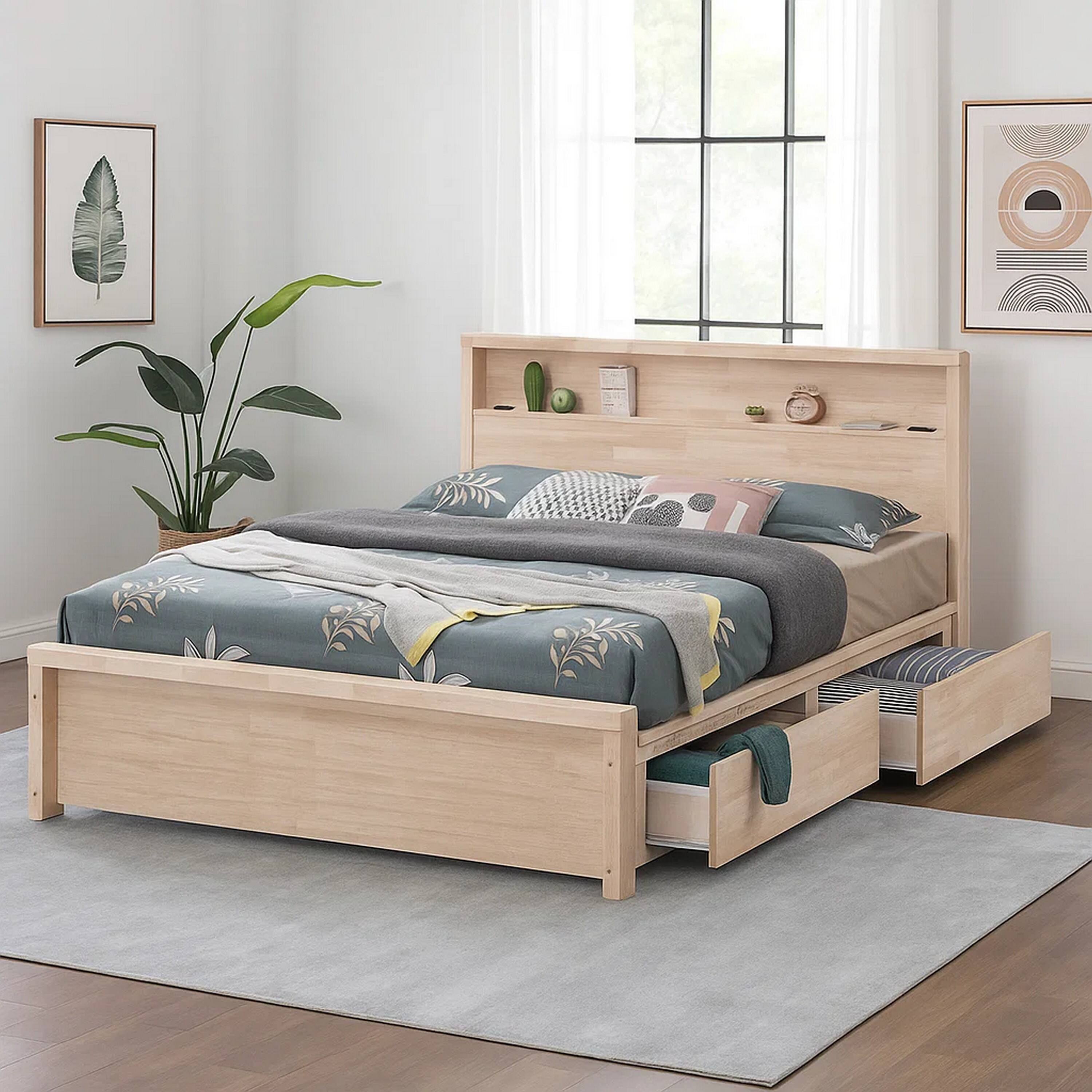 Alt View 5. Manhattan Lane - Gilu Twin Size Bed, Bookcase Headboard, 2 Drawer Footboard, Whitewash - Whitewash.