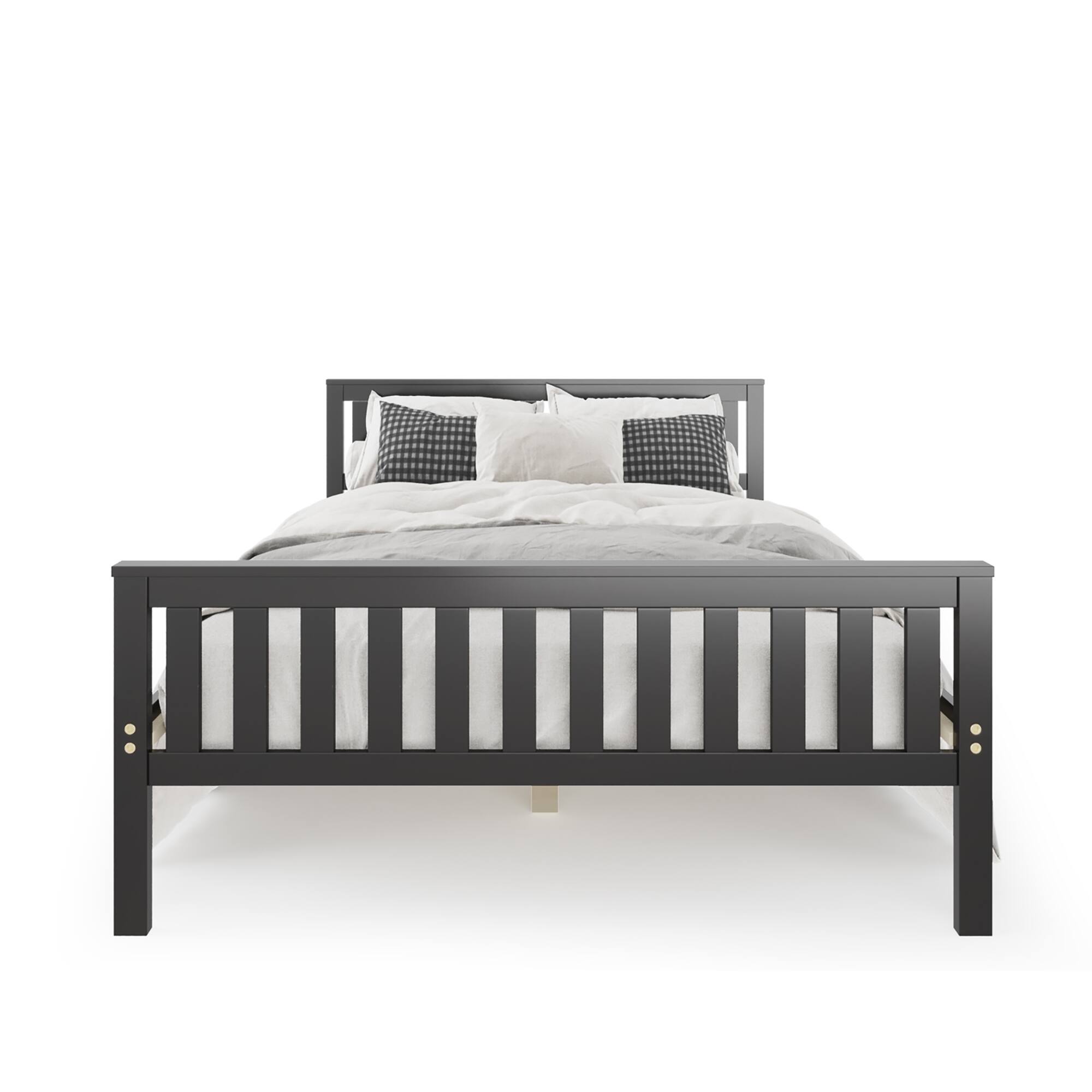 Alt View 9. Costway - Costway Full Wood Platform Bed with Headboard and Footboard Mattress Foundation - Brown.