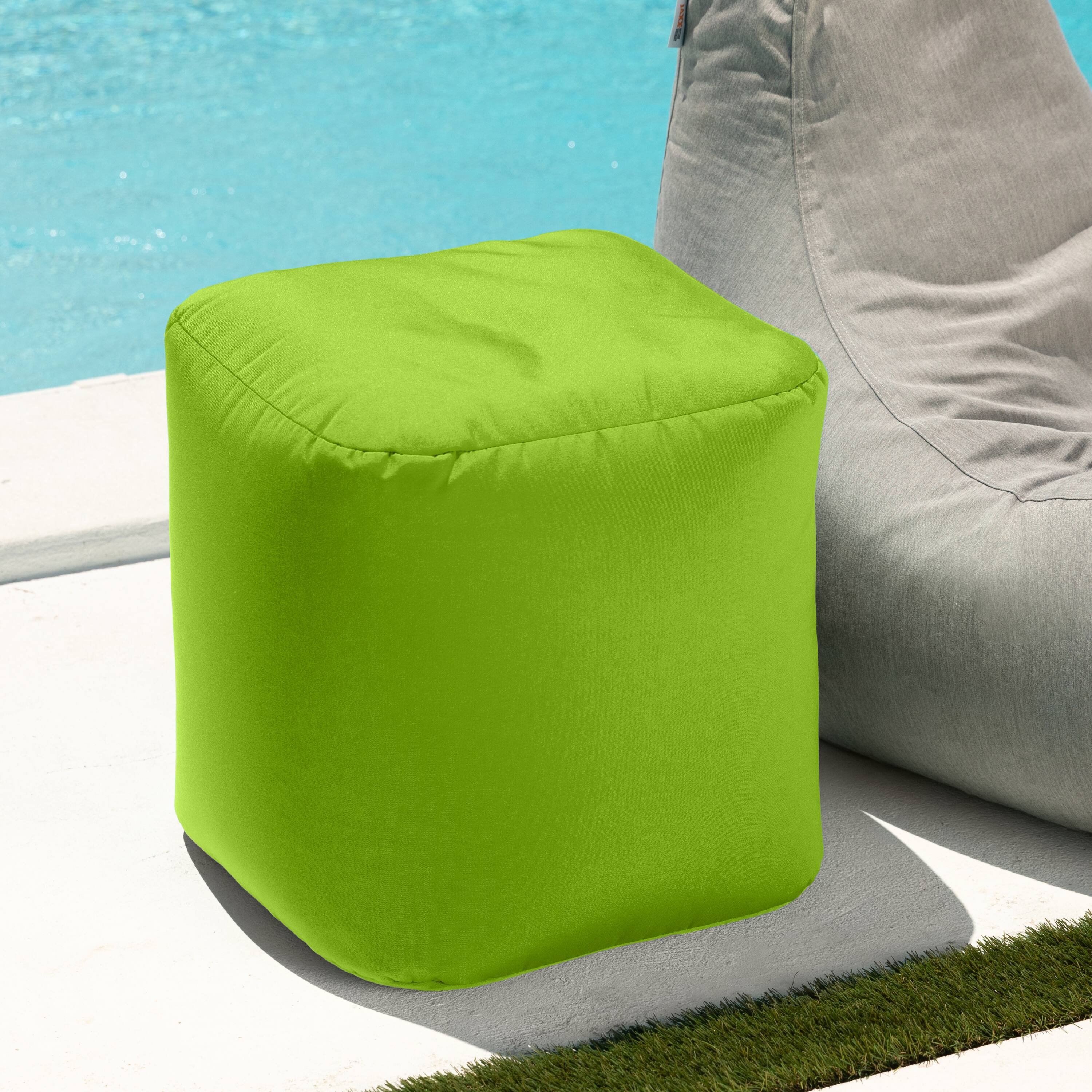 Alt View 1. Jaxx - Jaxx Luckie Outdoor Patio Bean Bag Ottoman, Lime - Lime.