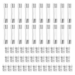 Unique Bargains - Glass Tube Fuses, 6x30mm 5A 250V Slow Fast Blow Glass Cartridge Tube Fuse with 40pcs Safety Clip 20pcs