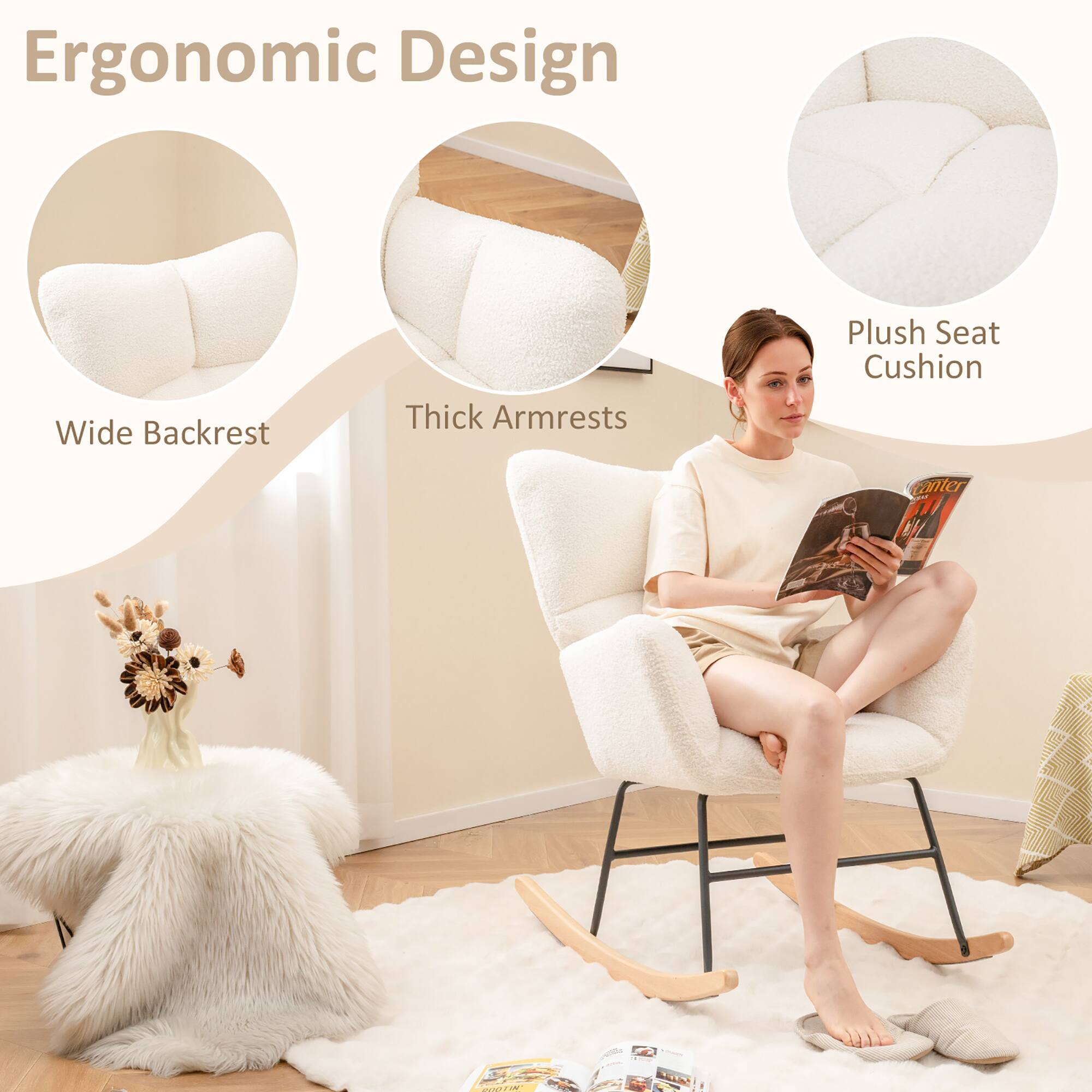 Ergonomic Design

- Wide Backrest
- Thick Armrests
- Plush Seat Cushion