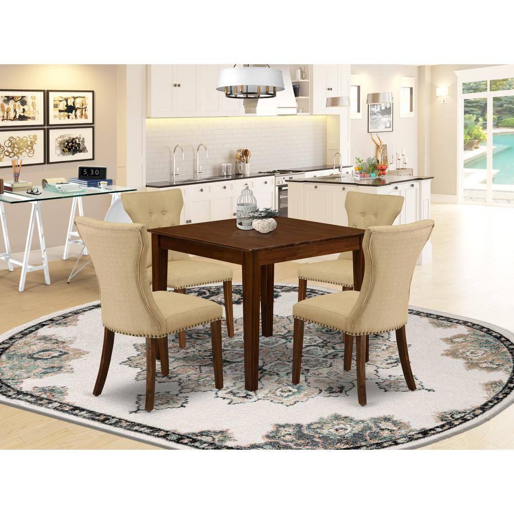 Alt View 3. East West Furniture - 5 Pc Dining Set Contains a Square Dining Room Table and 4 Parson Chairs - Grey.