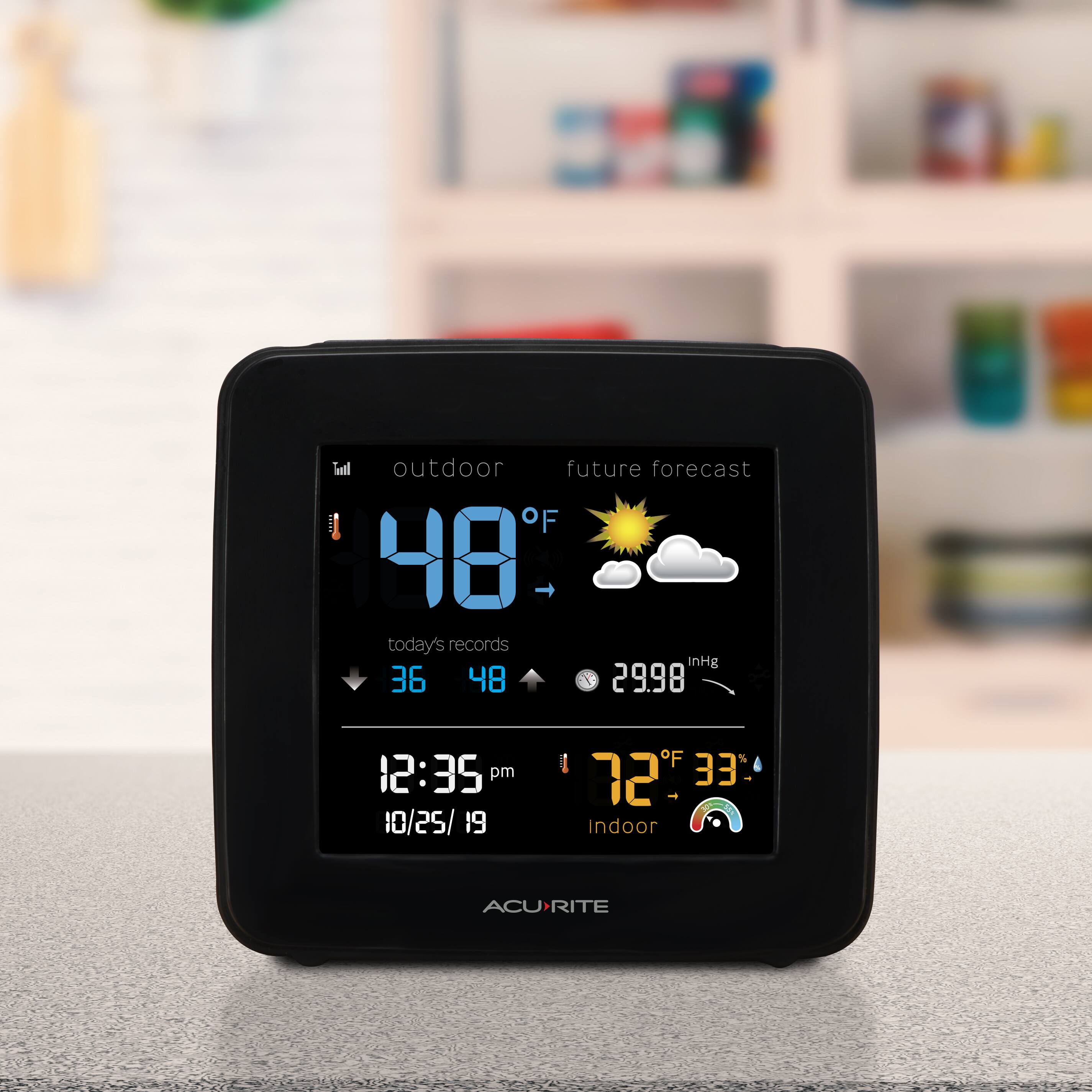 Left. AcuRite - Digital Weather Forecaster with Indoor/Outdoor Temperature and Indoor Humidity - White/Black.