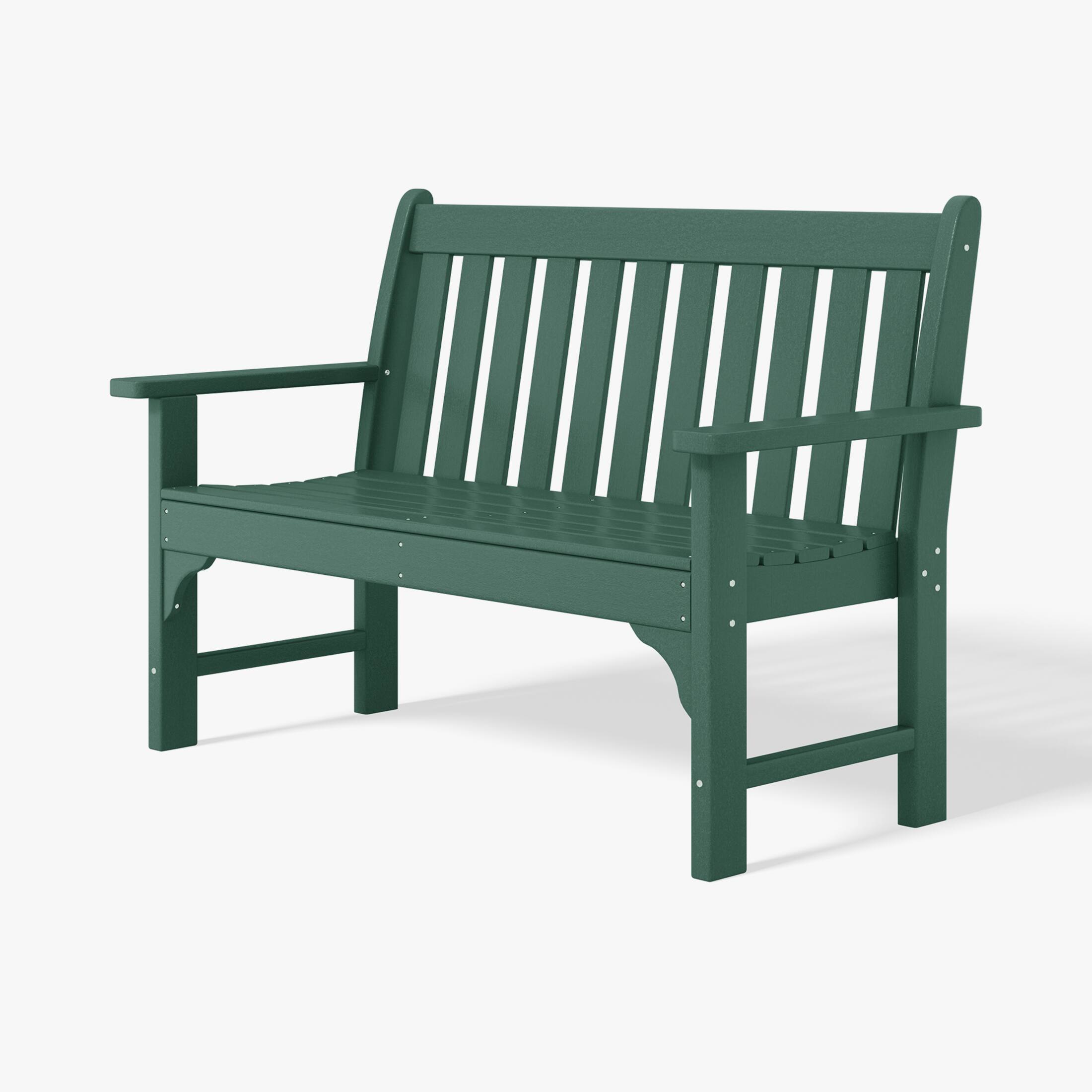 Alt View 3. WestinTrends - WestinTrends Malibu Outdoor 2-Person All-Weather HDPE Front Porch Garden Bench - Dark Green.