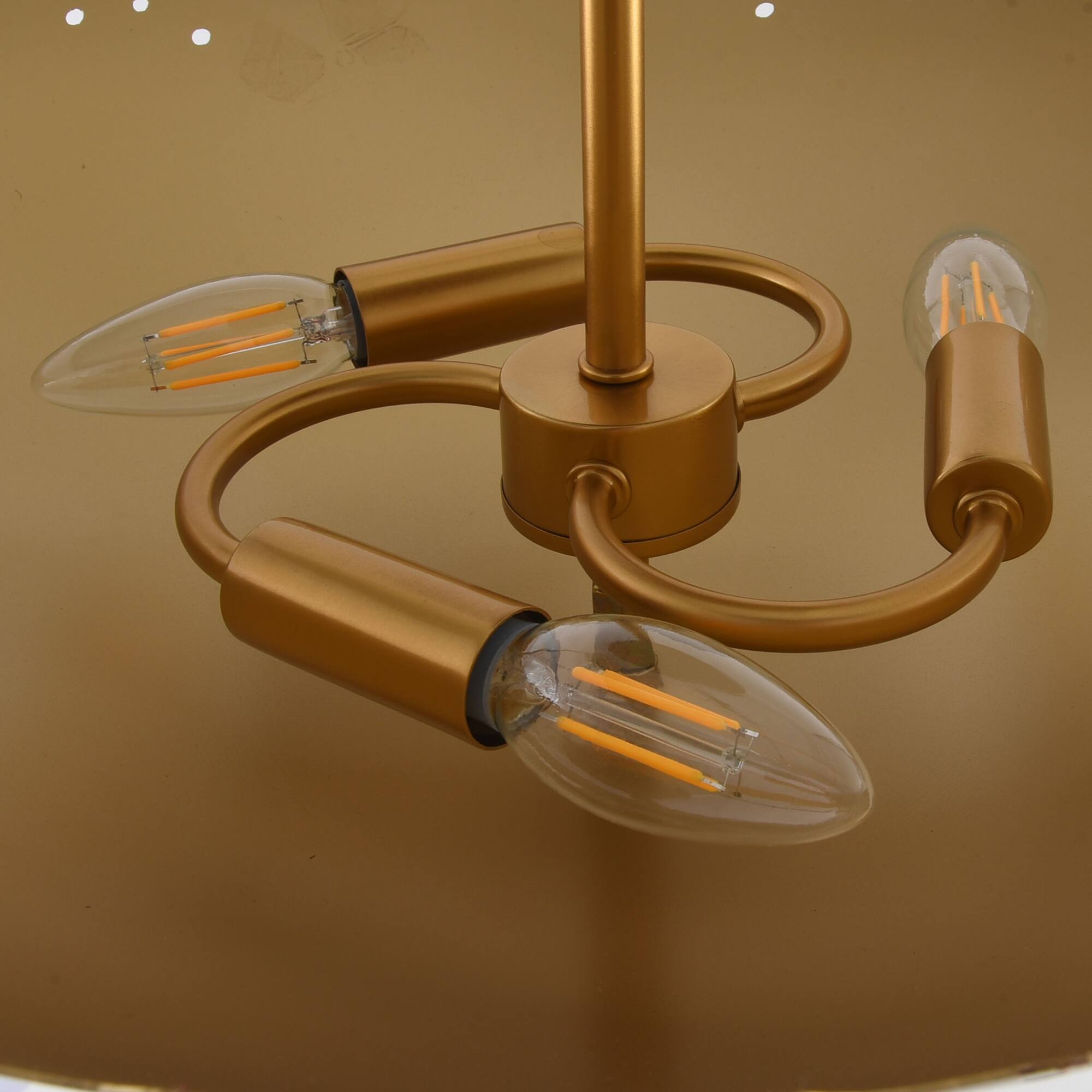 Alt View 7. Parrot Uncle - Antique Gold 3-Light Semi Flush Mount Ceiling Light - Brass.