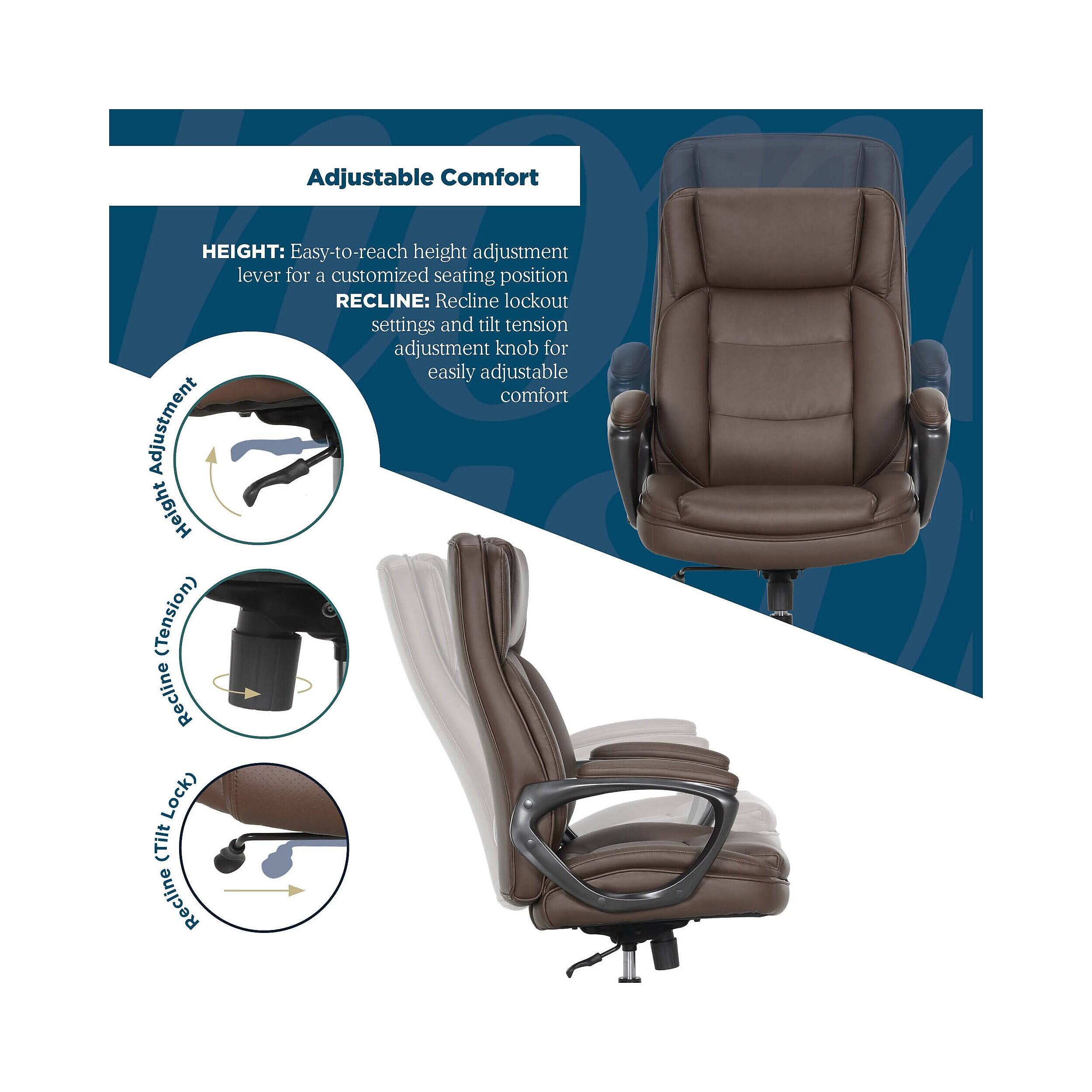 Adjustable Comfort

HEIGHT: Easy-to-reach height adjustment lever for a customized seating position

RECLINE: Recline lockout settings and tilt tension adjustment knob for easily adjustable comfort