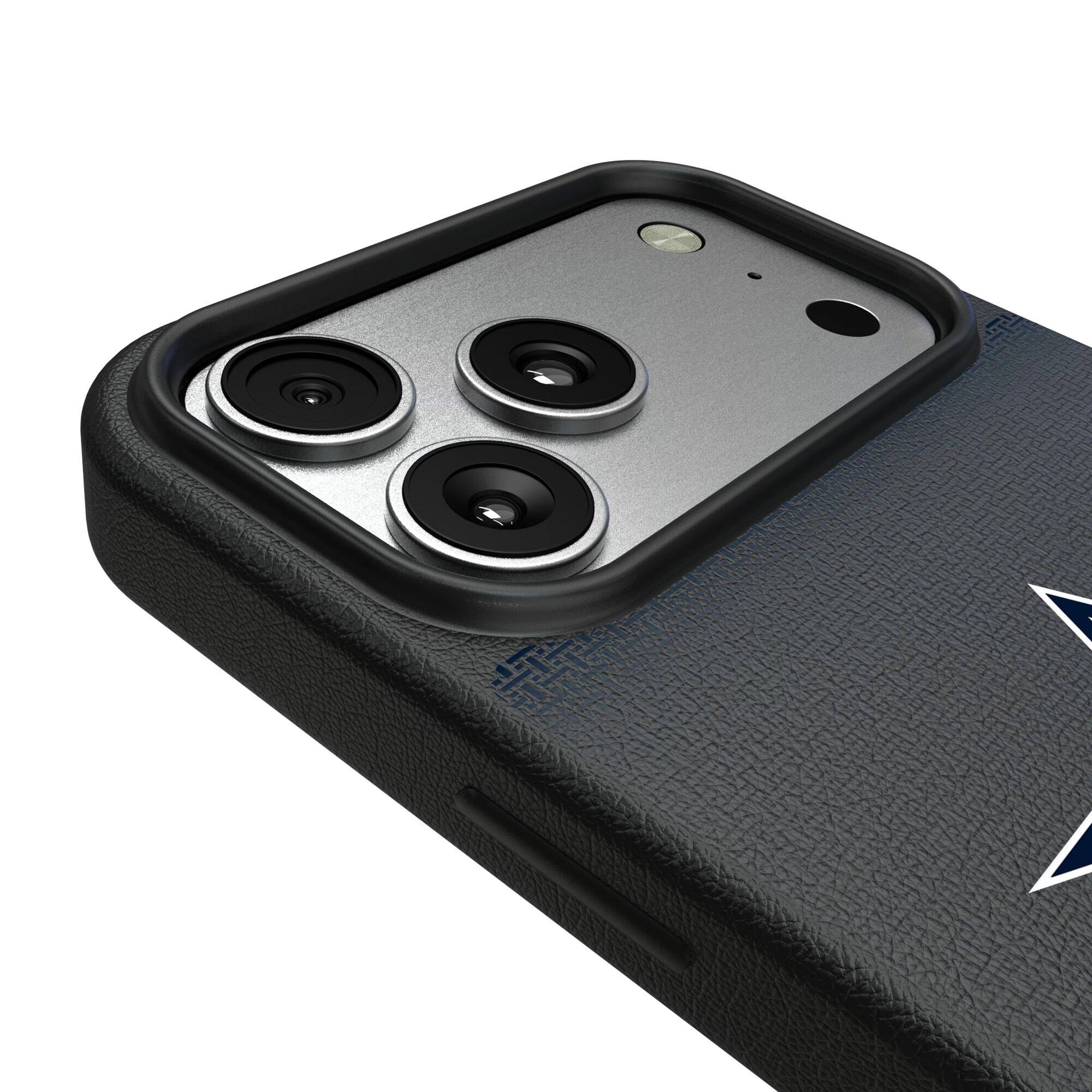 Alt View 2. Keyscaper - Dallas Cowboys Linen Logo iPhone Magnetic Bump Case - 15 Pro Max - Black.