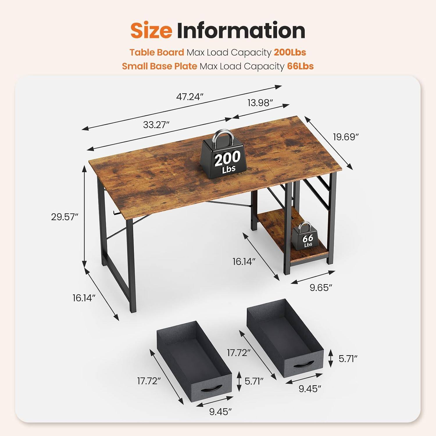 Size Information  
Table Board Max Load Capacity 200Lbs  
Small Base Plate Max Load Capacity 66Lbs  

47.24"  
13.98"  
33.27"  
200 Lbs  
19.69"  
29.57"  
66 Lbs  
16.14"  
16.14"  
9.65"  
17.72"  
5.71"  
17.72"  
5.71"  
9.45"  
9.45"