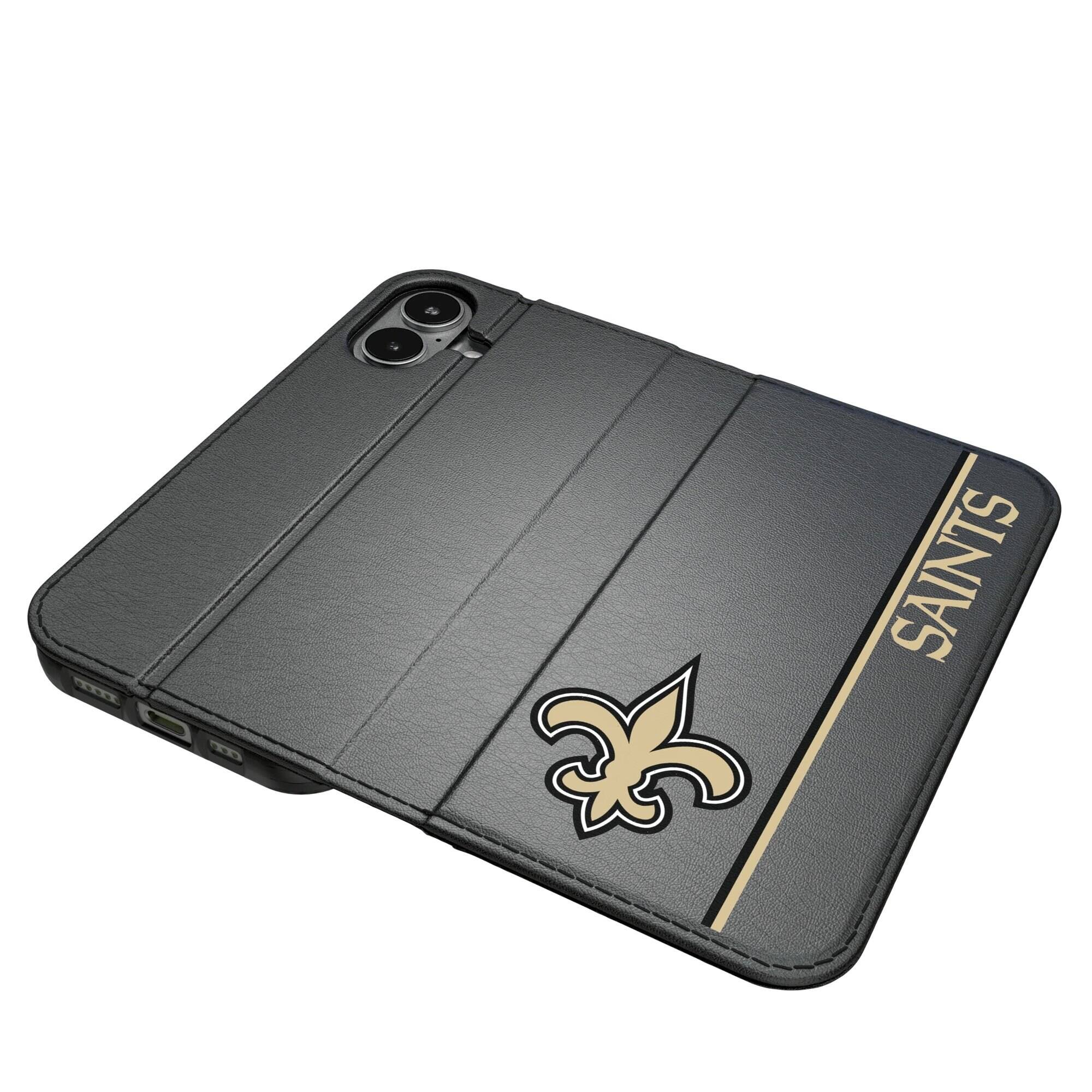 Alt View 3. Keyscaper - New Orleans Saints iPhone Folio 2.0 Case - 17 Pro Max - Black.