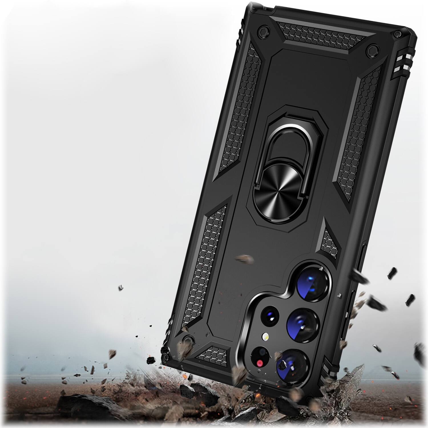 Alt View 14. SaharaCase - Military Kickstand Series with Belt Clip Case for Samsung Galaxy S23 Ultra - Black.