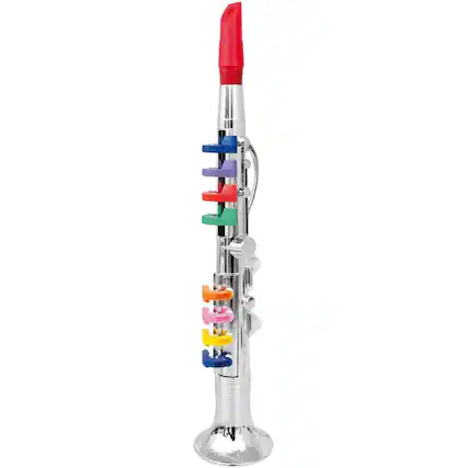 Front. JuzToys - Clarinet With 8 Colored Keys, Musical Instruments - Silver.