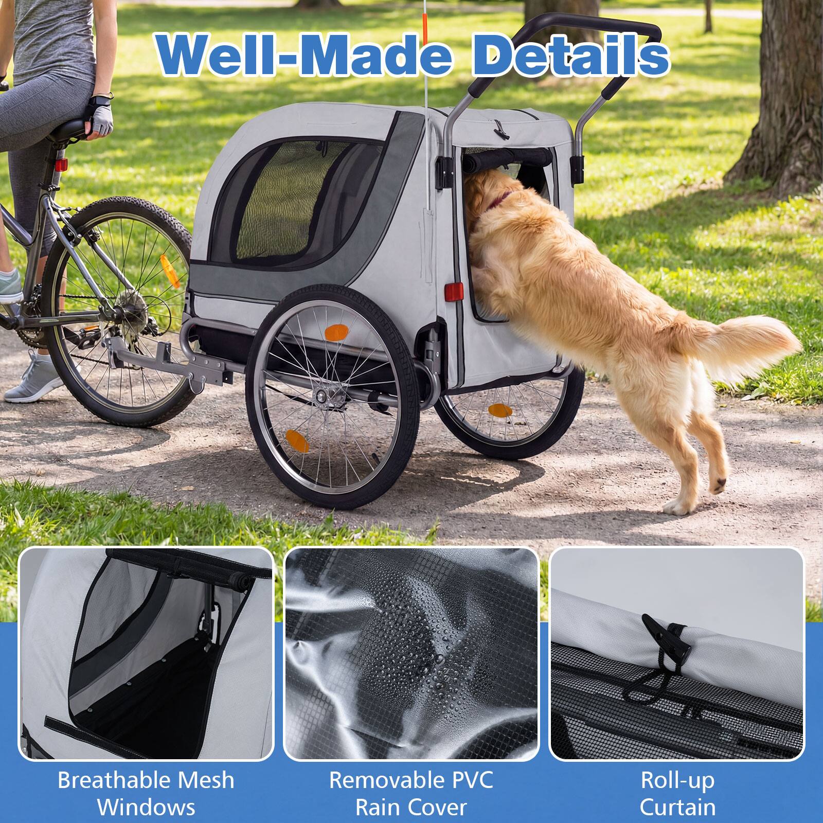 Well-Made Details

- Breathable Mesh Windows
- Removable PVC Rain Cover
- Roll-up Curtain