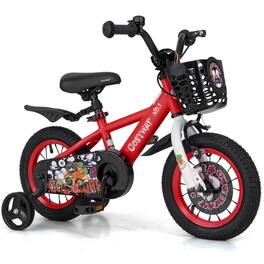 Costway - 12" Kid's Bike for 3-4 with Height-Adjustable Handlebar & Saddle Handbrake - Red