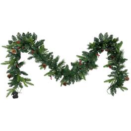 Sunnydaze - Holiday Glimmer 9' Pre-Lit PVC Garland - Traditional - Green