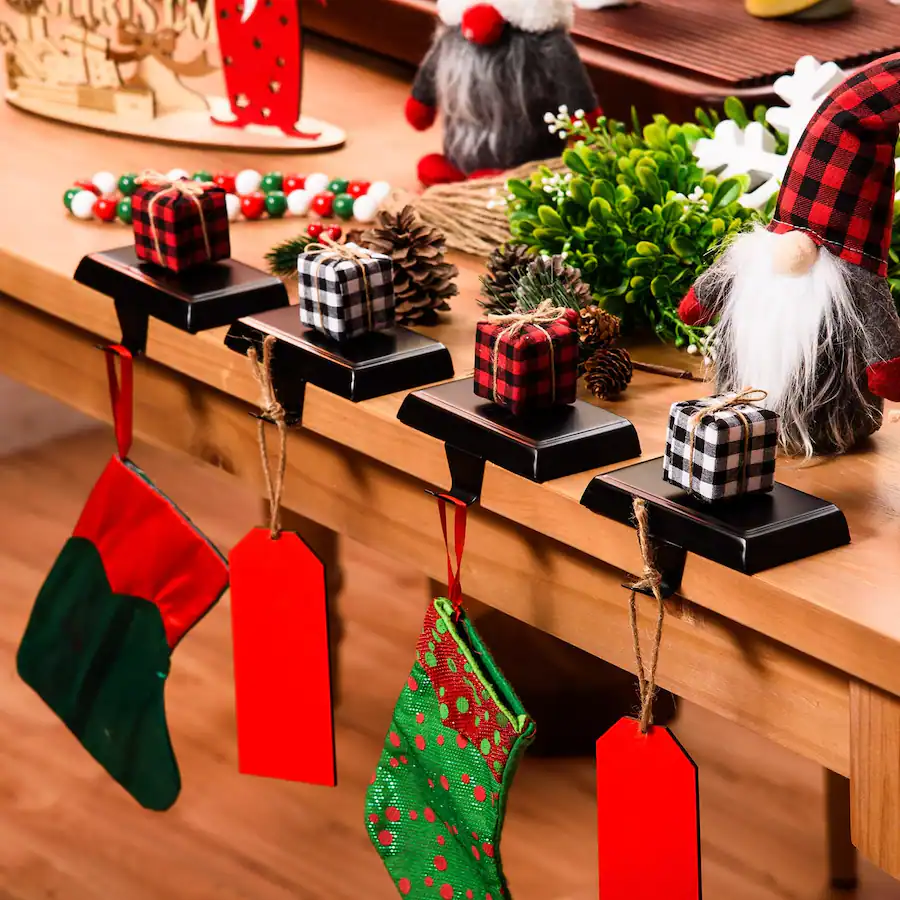 YUANQIAN Christmas Stocking Holders for Mantle Weighted Stocking Holder Fireplace Stocking Hangers for Xmas Holiday Party Decoration (2 YUANQIAN Christmas Stocking Holders for Mantle Weighted Stocking Holder Fireplace Stocking Hangers for Xmas Holiday Party Decoration (2
