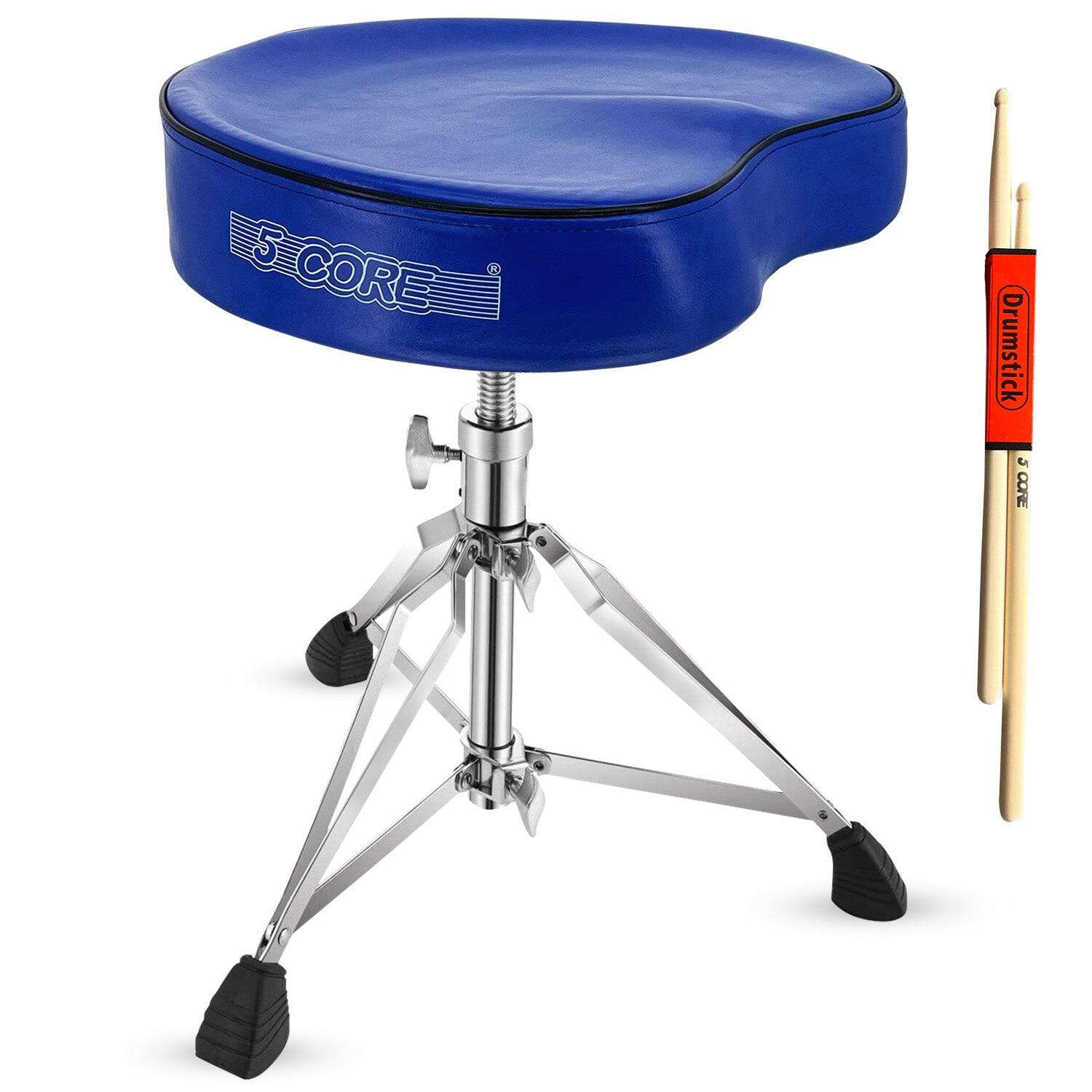 5 CORE - Drum Throne 4" Padded Guitar Stool Drummer Chair Adjustable Musician Seat - Blue