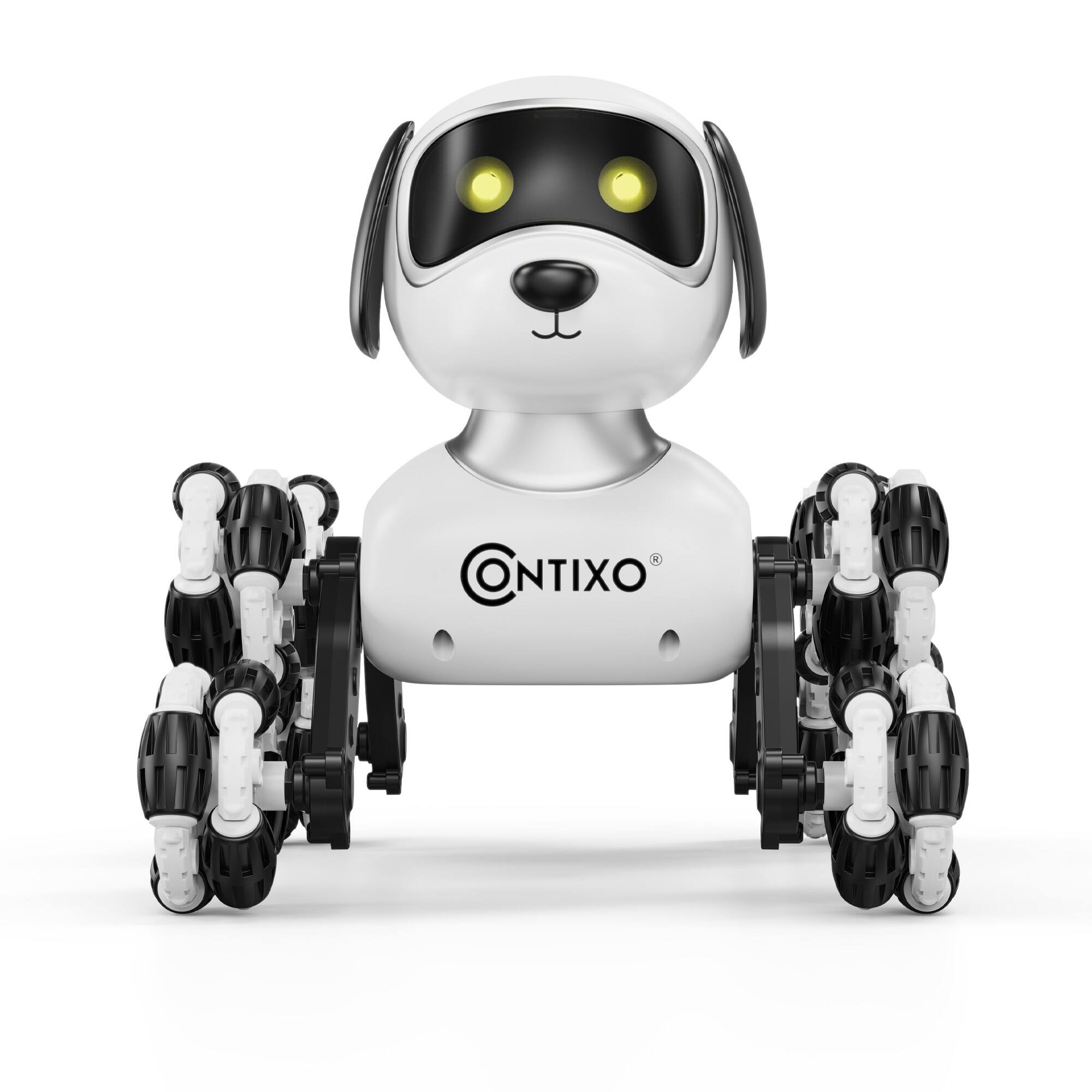 Angle. Contixo - RC6 NeoPaw 8-Wheel RC Robot Dog with 360° Drifting, LED Lights, Sounds and Auto Demo, Ages 6+ - White and Black.