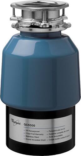 Front Standard. Whirlpool - 3/4 HP Disposer.