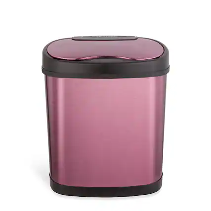 Front. Nine Stars - Oval Motion Sensor Trash Can 3.2 Gallon.