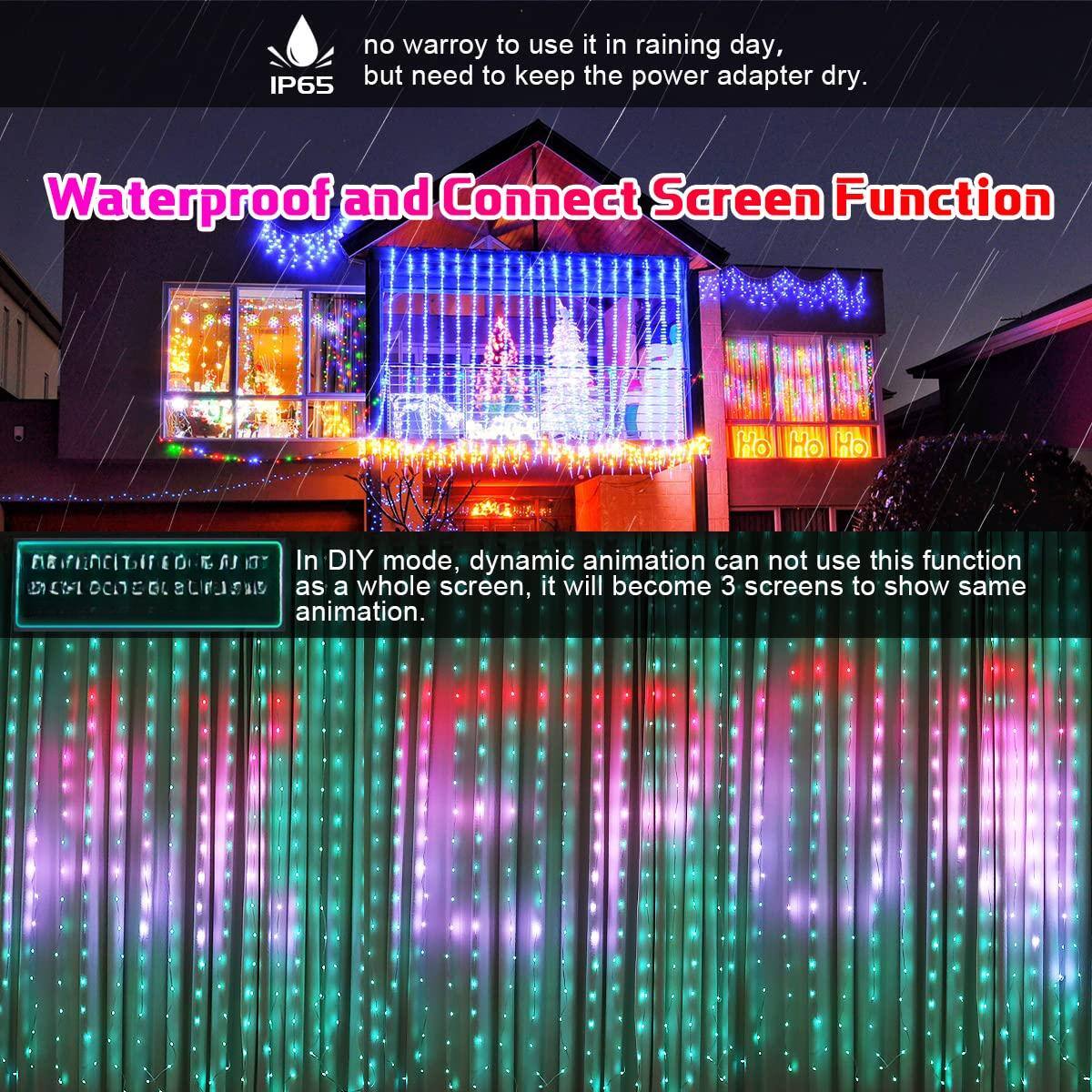 - No worry to use it in raining day, but need to keep the power adapter dry.
- IP65
- Waterproof and Connect Screen Function
- In DIY mode, dynamic animation can not use this function as a whole screen, it will become 3 screens to show same animation.