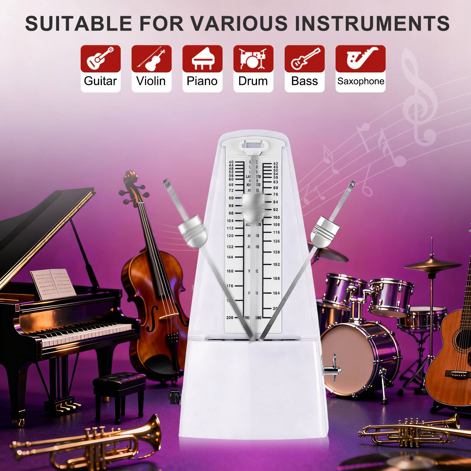 SUITABLE FOR VARIOUS INSTRUMENTS  
Guitar  
Violin  
Piano  
Drum  
Bass  
Saxophone  

1 No SE  
A +1 DE 1.4 112 126 182 184 1  
LA a - -  
A - - 1 10 1 1  
a 1 3 .. 5E i. d. 1S . 92 138 108 195 126 138 160 1 1 152 108 176 2 . 184 1 2 208 HRE -