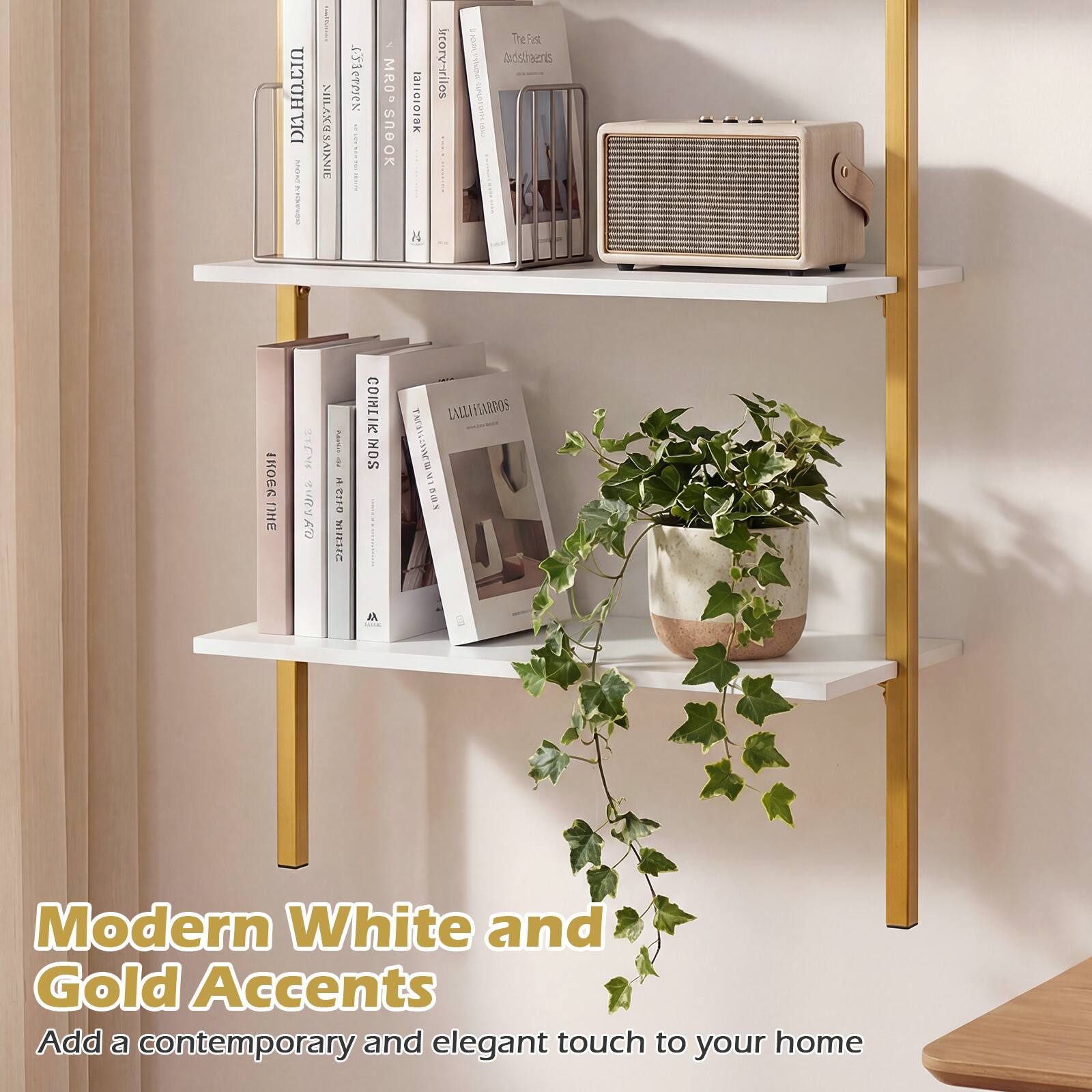 Modern White and Gold Accents  
Add a contemporary and elegant touch to your home