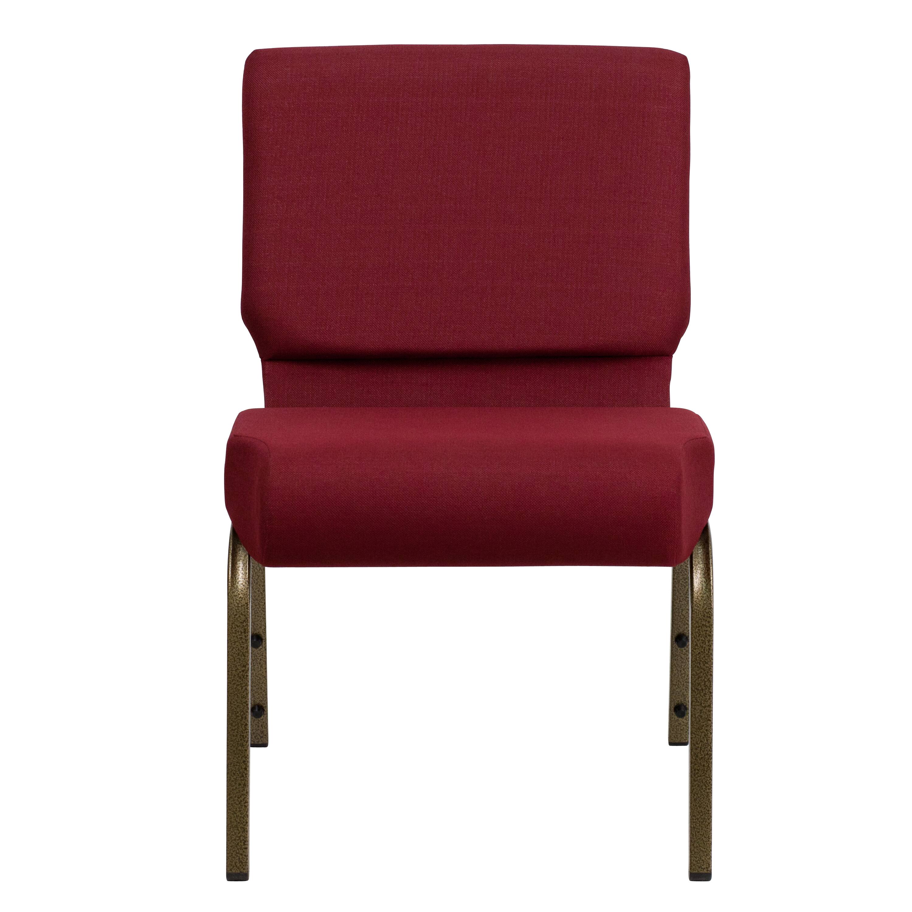 Alt View 7. Emma + Oliver - 4 Pack 21''W Stacking Church Chair - Burgundy Fabric/Gold Vein Frame.