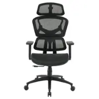 OSP Home Furnishings - Mesh Back with Headrest and Adjustable Arms on Nylon Base - Black - Front_Zoom