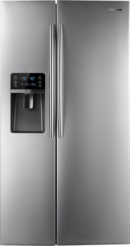  Samsung - 29.6 Cu. Ft. Side-by-Side Refrigerator with Thru-the-Door Ice and Water - Stainless-Steel