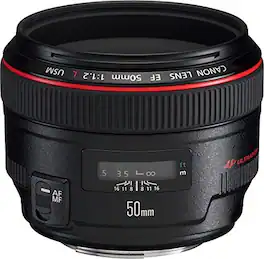 Canon - EF 50mm f/1.2L USM Ultra-Fast Standard AutoFocus Lens (International Model) - Black