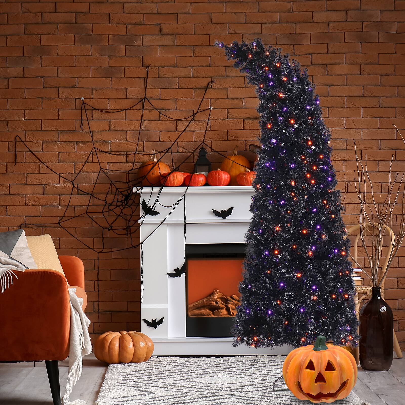 Alt View 5. Spaco - Spaco 7ft Wizard Hat Christmas Tree with 1050 Tips and 400 Lights - Black.
