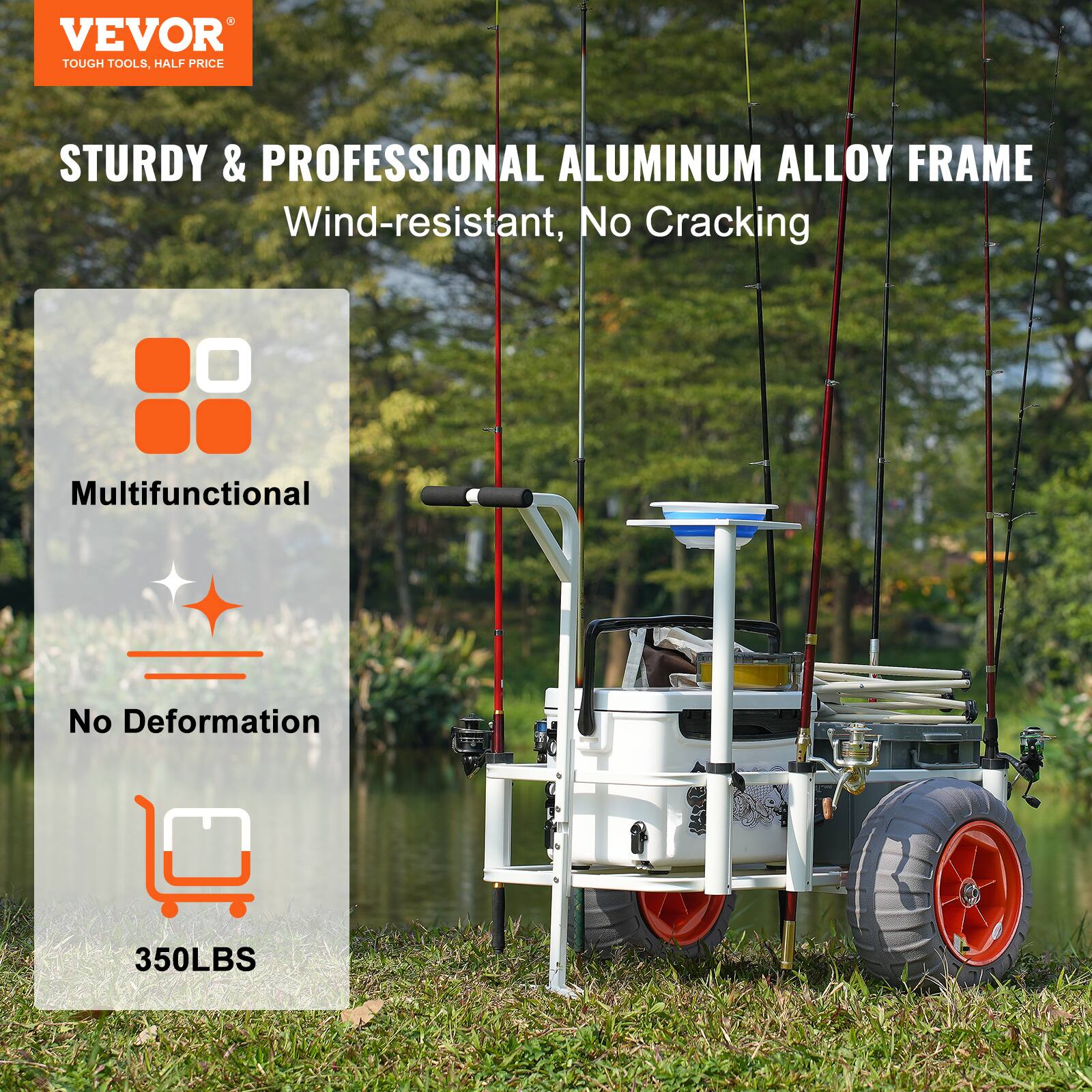 VEVOR TOUGH TOOLS, HALF PRICE
STURDY & PROFESSIONAL ALUMINUM ALLOY FRAME
Wind-resistant, No Cracking
Multifunctional
No Deformation
350LBS
