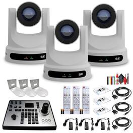 5 x PTZOptics Move SE PTZ Camera with 20x Optical Zoom + PT-JOY-G4 Controller + 5 x Wall Mount
